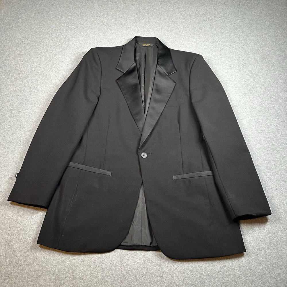 Vintage Pierre Cardin Black Tuxedo Blazer 37S‎ Satin Lapel USA